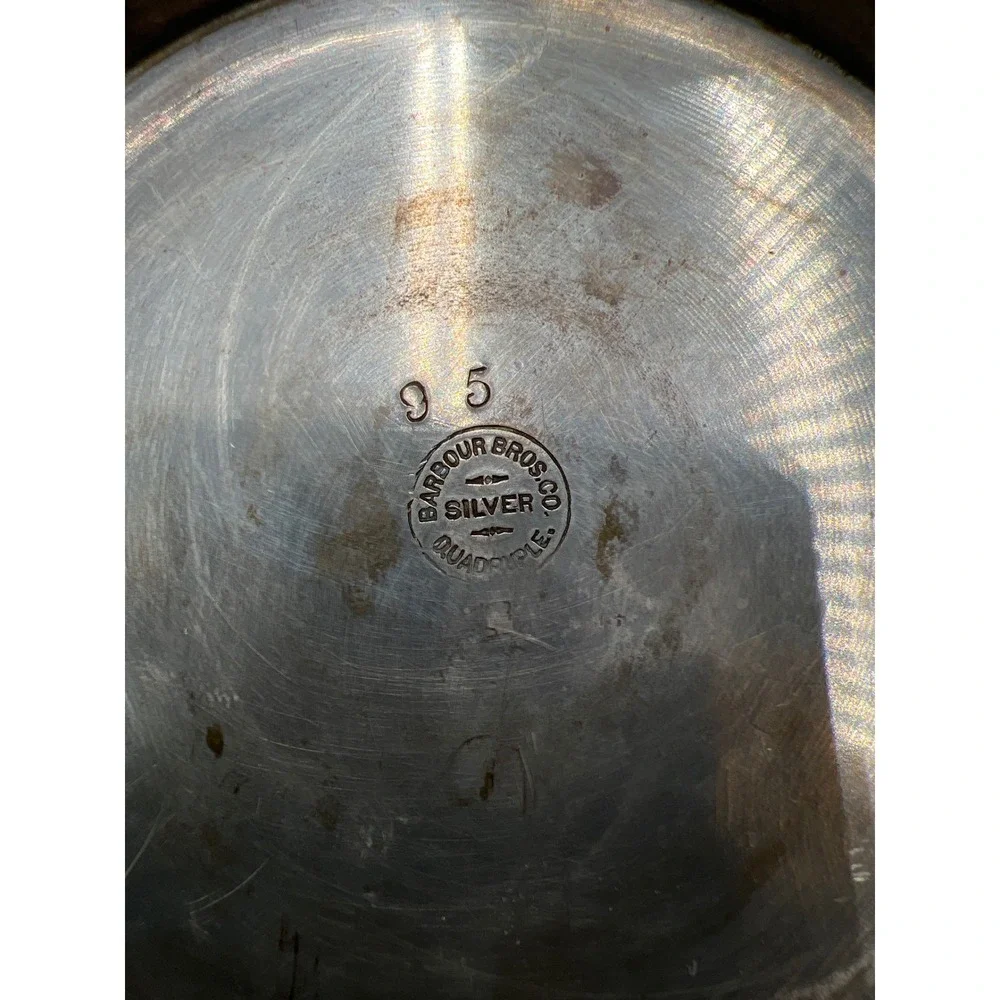 Barbour Bros Silver Quadruple Plate Butter‎ Dish with Lid Floral Engraving